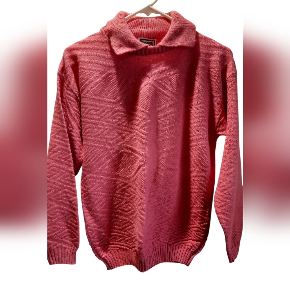Keneth Too! Sweater Womans Medium/Large Pink Knit Grannycore Vintage